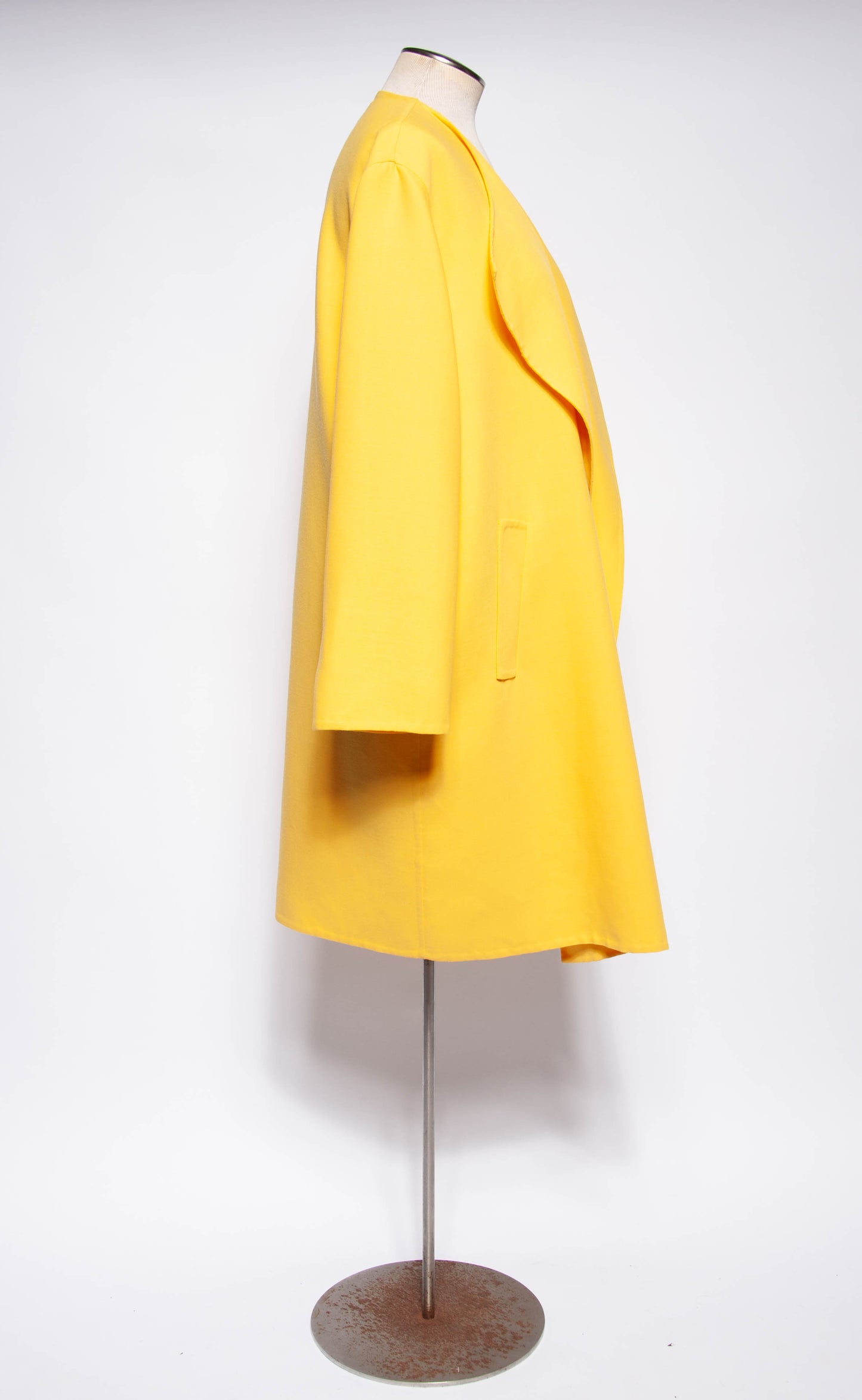 DONNA KARAN VINTAGE 1990S YELLOW OPEN FRONT COAT SZ SMALL OVERSIZED WRAP COAT