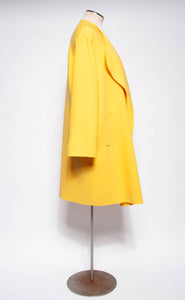 DONNA KARAN VINTAGE 1990S YELLOW OPEN FRONT COAT SZ SMALL OVERSIZED WRAP COAT