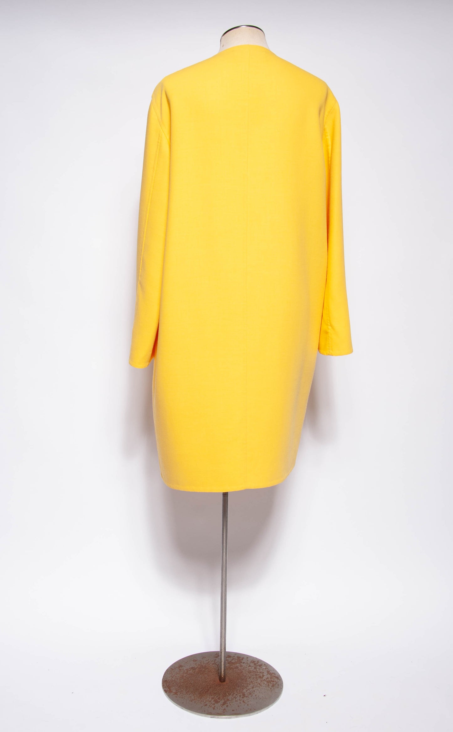 DONNA KARAN VINTAGE 1990S YELLOW OPEN FRONT COAT SZ SMALL OVERSIZED WRAP COAT