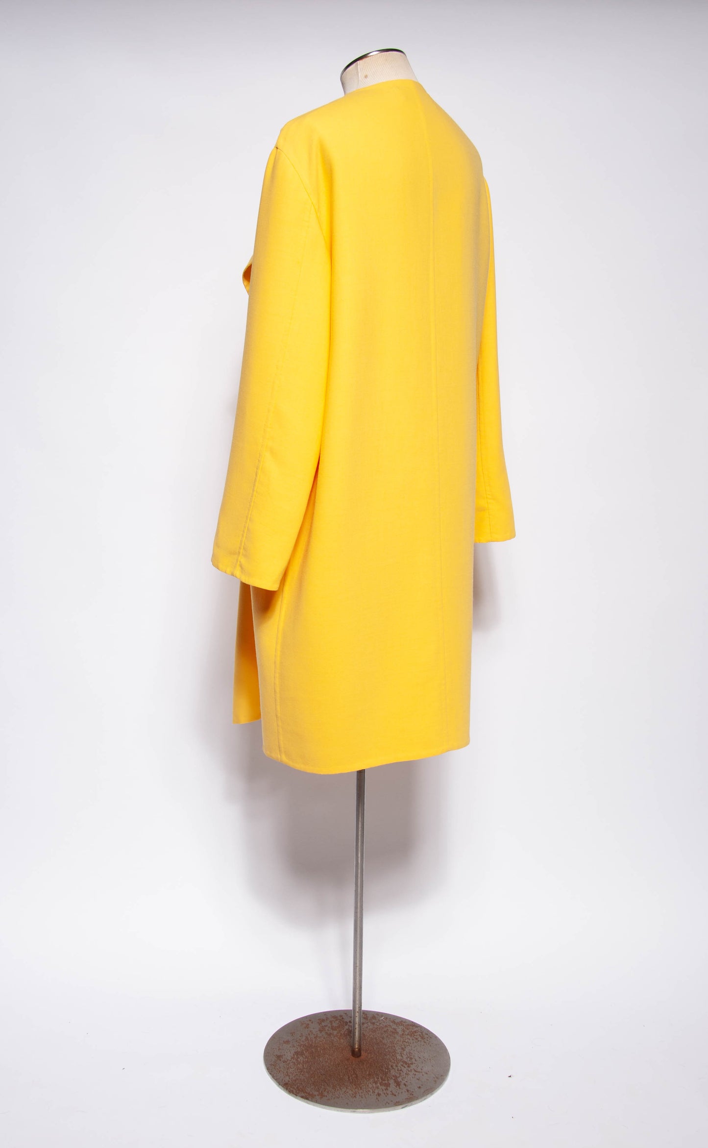 DONNA KARAN VINTAGE 1990S YELLOW OPEN FRONT COAT SZ SMALL OVERSIZED WRAP COAT