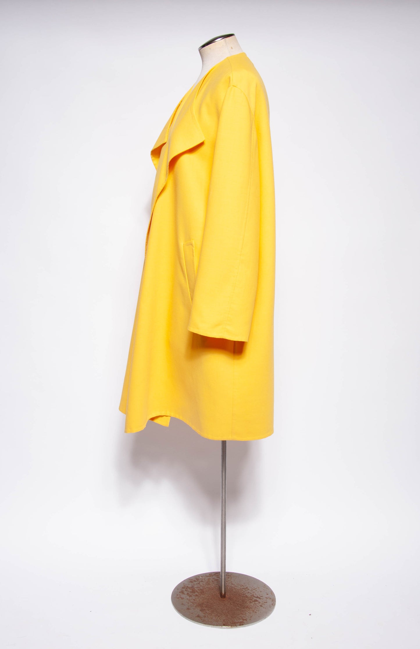 DONNA KARAN VINTAGE 1990S YELLOW OPEN FRONT COAT SZ SMALL OVERSIZED WRAP COAT