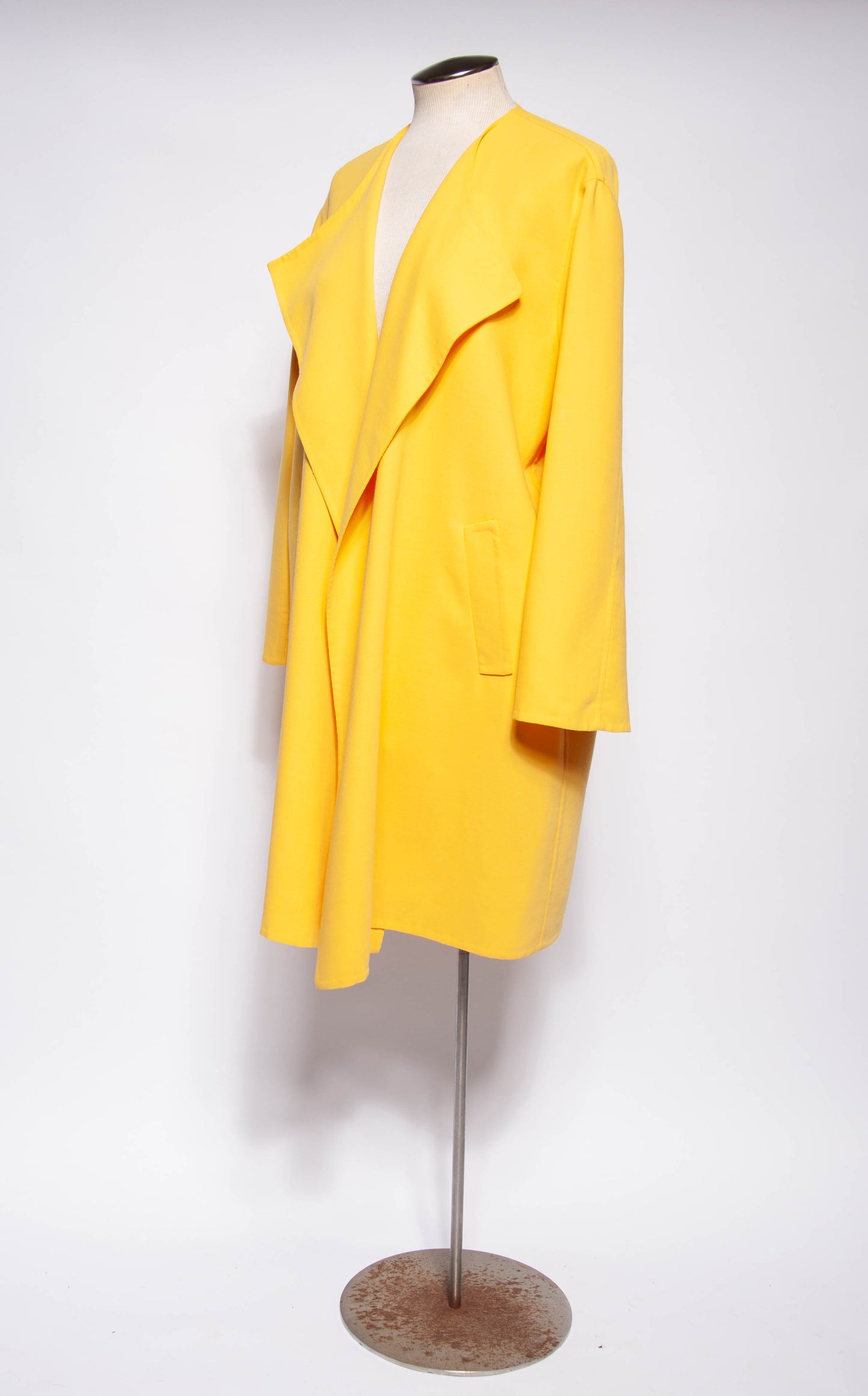 DONNA KARAN VINTAGE 1990S YELLOW OPEN FRONT COAT SZ SMALL OVERSIZED WRAP COAT
