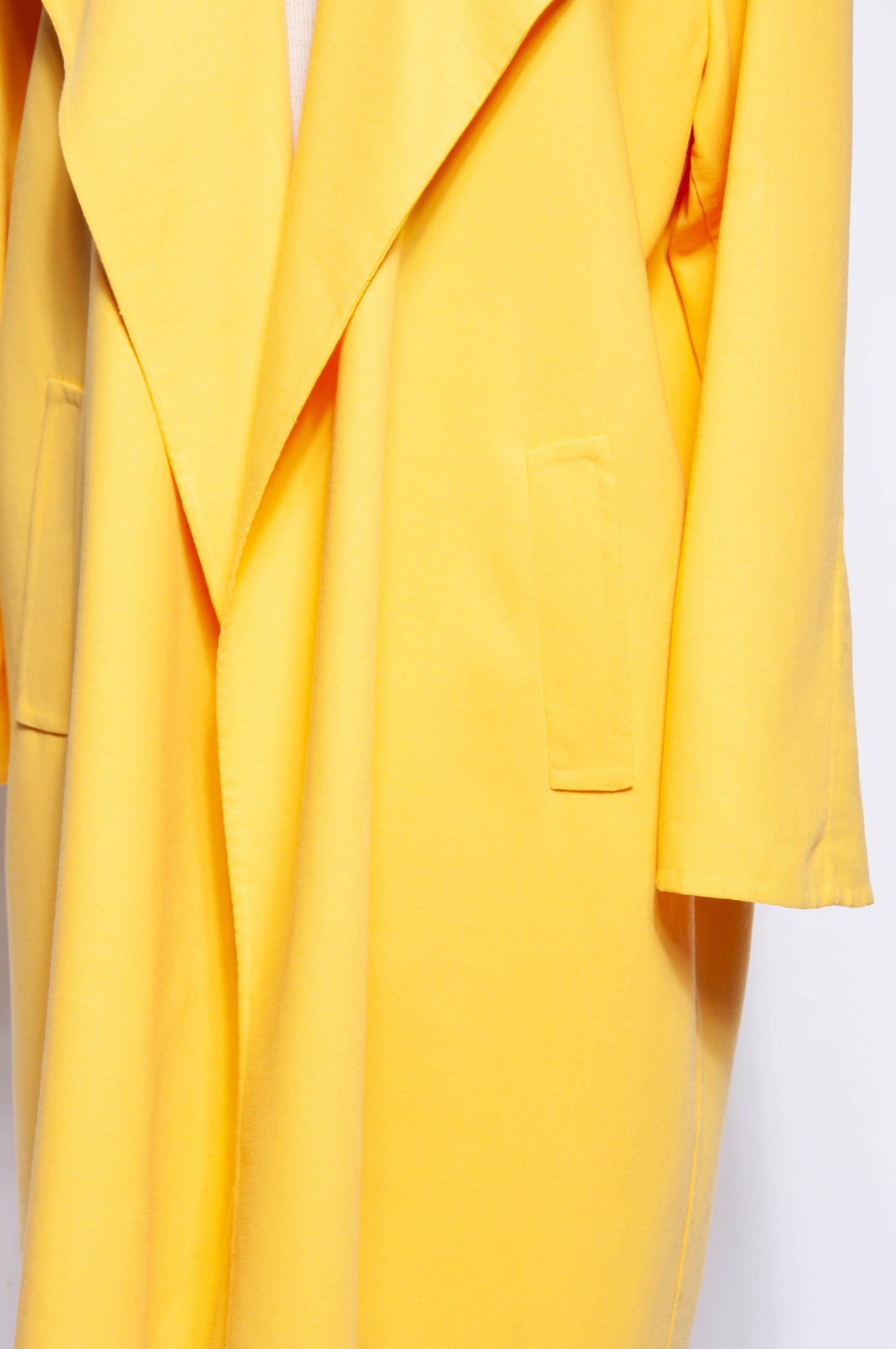 DONNA KARAN VINTAGE 1990S YELLOW OPEN FRONT COAT SZ SMALL OVERSIZED WRAP COAT