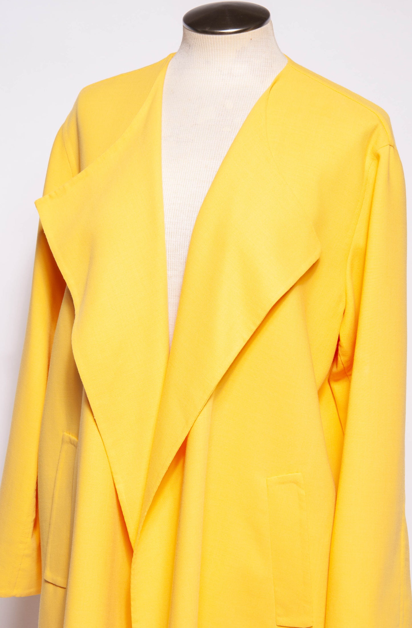 DONNA KARAN VINTAGE 1990S YELLOW OPEN FRONT COAT SZ SMALL OVERSIZED WRAP COAT