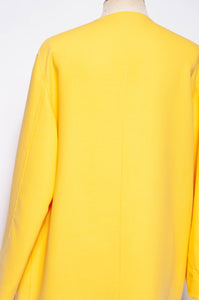DONNA KARAN VINTAGE 1990S YELLOW OPEN FRONT COAT SZ SMALL OVERSIZED WRAP COAT