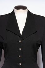 LILLI ANN DOCUMENTED 1953 BLACK RIPPLE WOOL "NEW LOOK" SKIRT SUIT