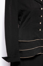 LILLI ANN DOCUMENTED 1953 BLACK RIPPLE WOOL "NEW LOOK" SKIRT SUIT