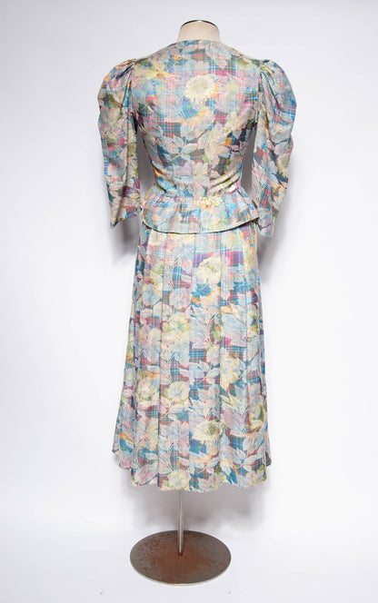 EGER VINTAGE 1980S MULTICOLOR FLORAL DRESS SUIT SET