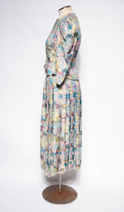 EGER VINTAGE 1980S MULTICOLOR FLORAL DRESS SUIT SET