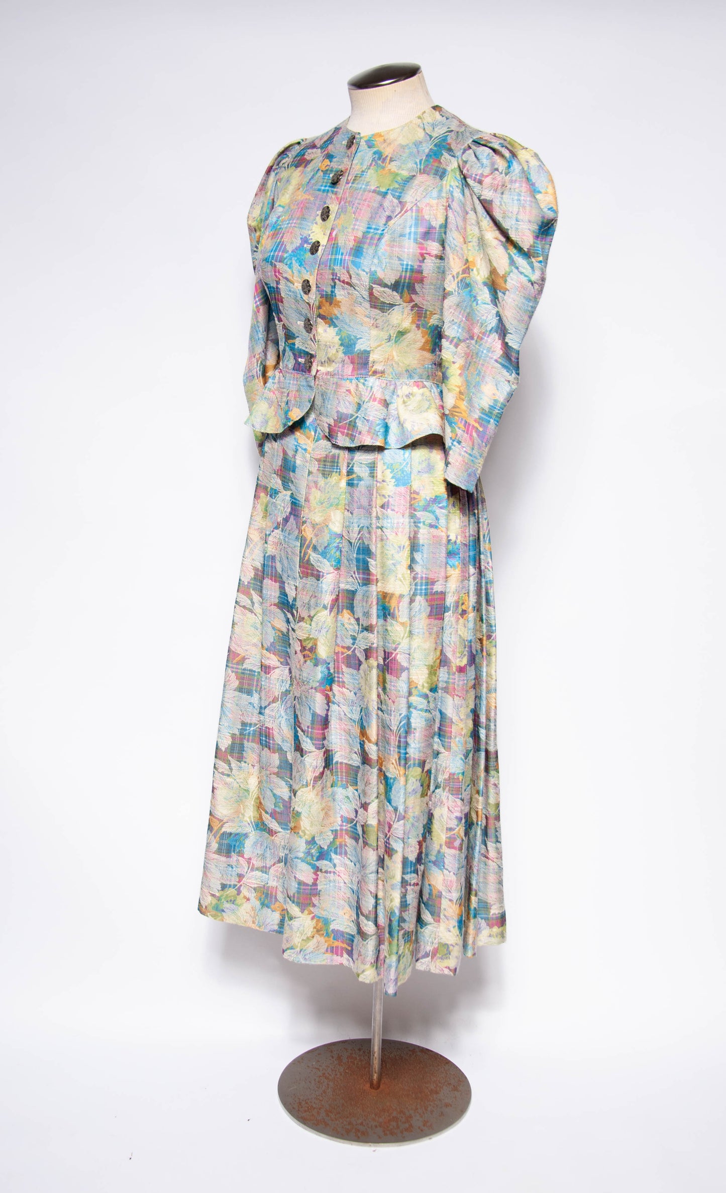 EGER VINTAGE 1980S MULTICOLOR FLORAL DRESS SUIT SET