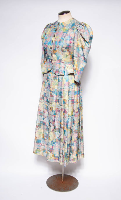 EGER VINTAGE 1980S MULTICOLOR FLORAL DRESS SUIT SET