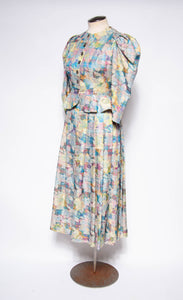 EGER VINTAGE 1980S MULTICOLOR FLORAL DRESS SUIT SET