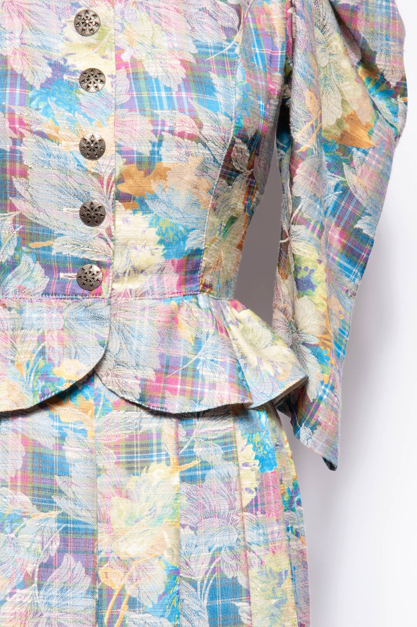 EGER VINTAGE 1980S MULTICOLOR FLORAL DRESS SUIT SET