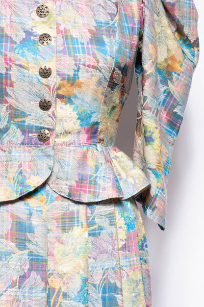 EGER VINTAGE 1980S MULTICOLOR FLORAL DRESS SUIT SET