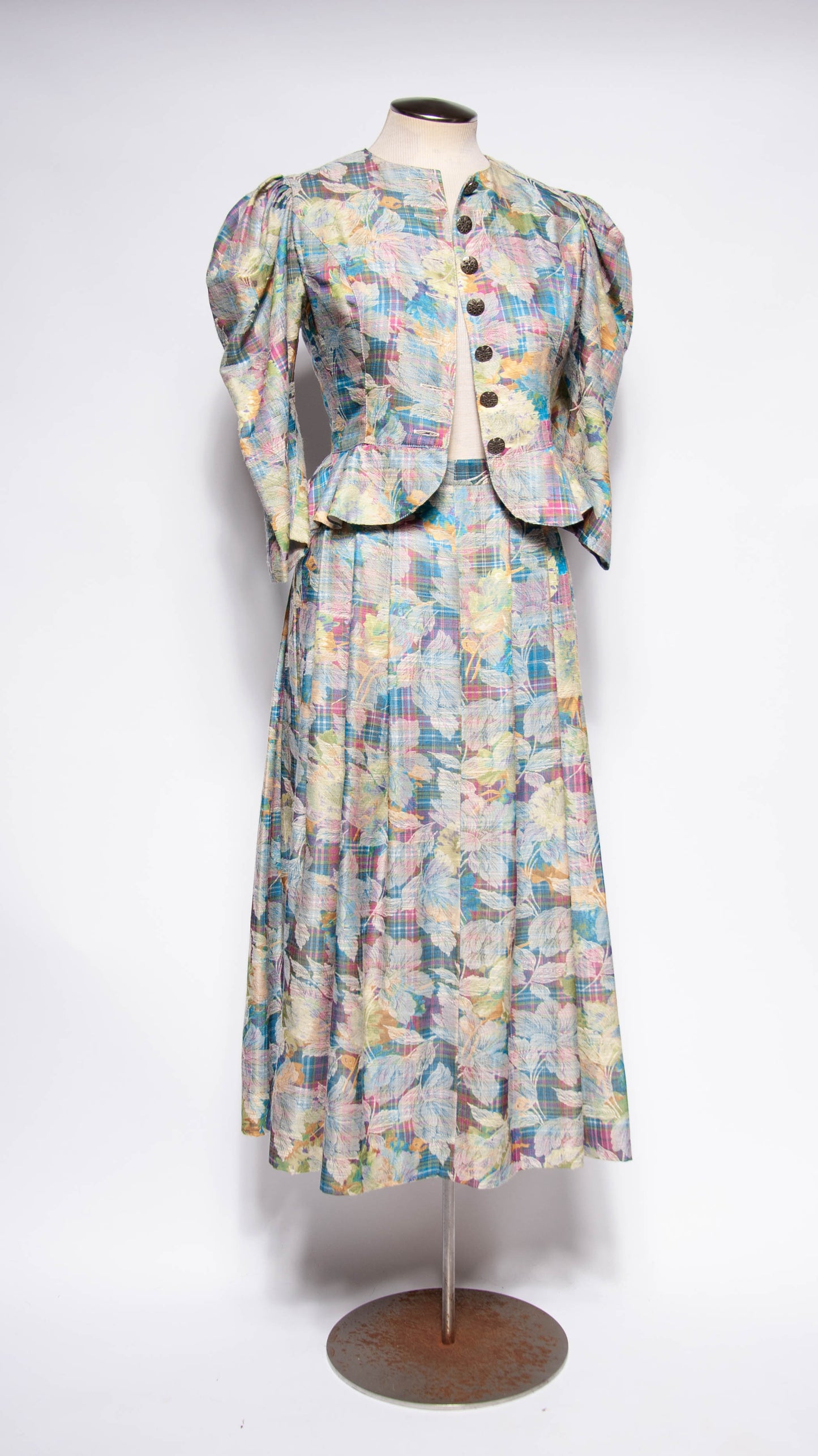 EGER VINTAGE 1980S MULTICOLOR FLORAL DRESS SUIT SET
