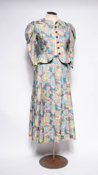 EGER VINTAGE 1980S MULTICOLOR FLORAL DRESS SUIT SET
