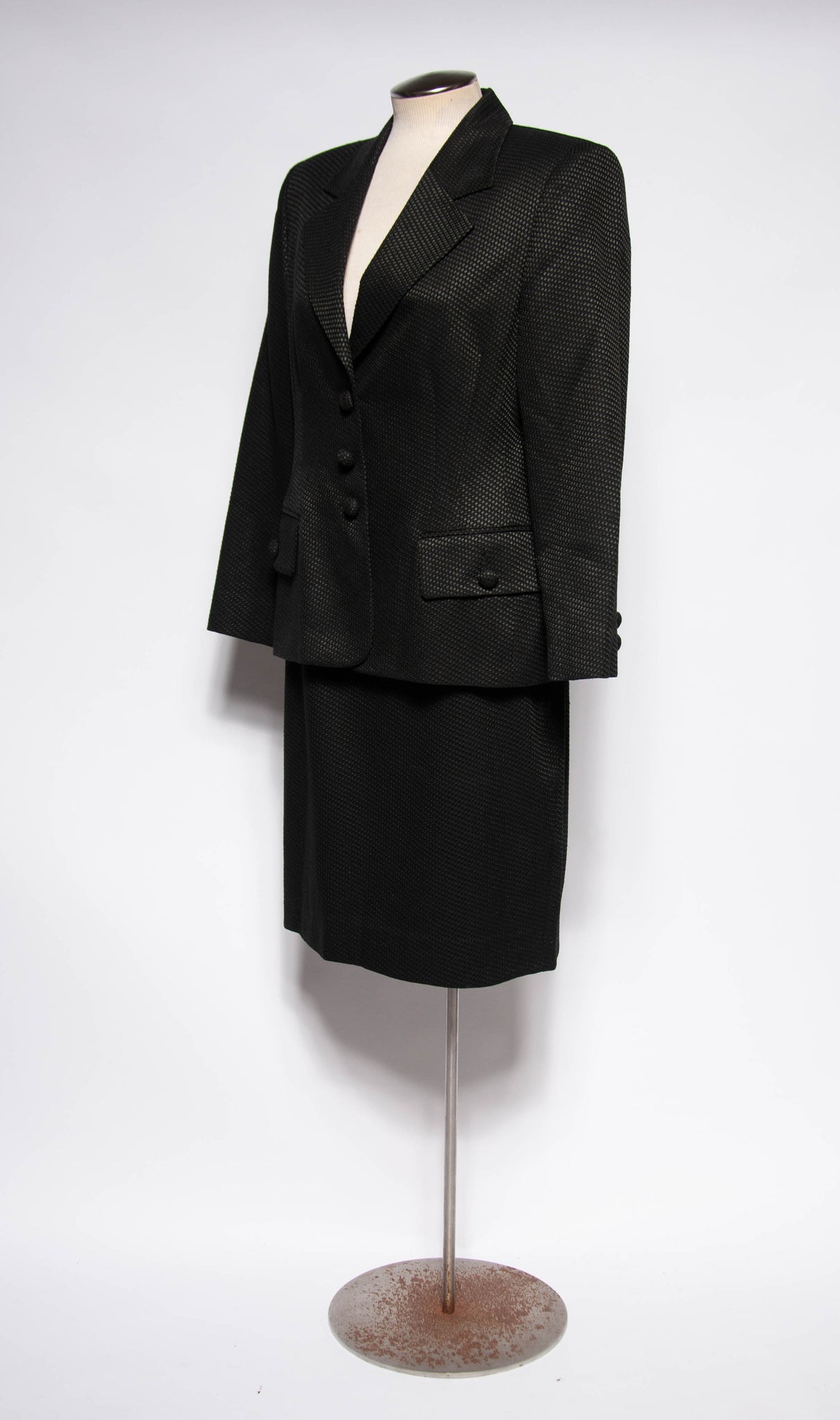 GIANFRANCO FERRE STUDIO VINTAGE 80S/90S BLACK TEXTURED SUIT