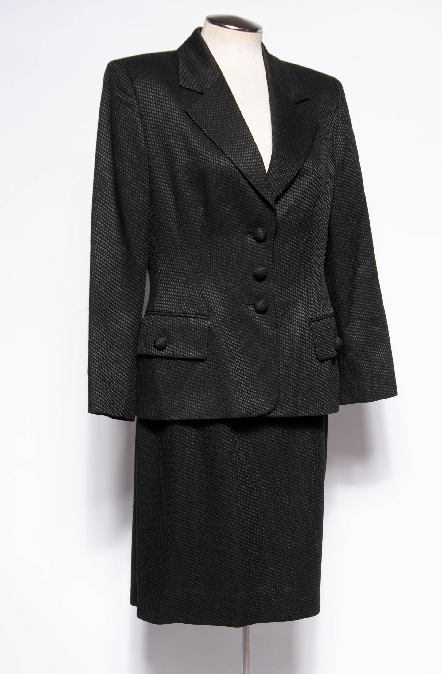 GIANFRANCO FERRE STUDIO VINTAGE 80S/90S BLACK TEXTURED SUIT