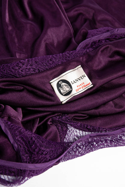 ALBER ELBAZ FOR LANVIN PURPLE JERSEY DRAPED PARTY DRESS