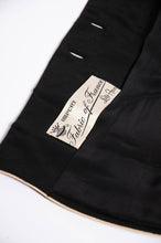 LILLI ANN DOCUMENTED 1953 BLACK RIPPLE WOOL "NEW LOOK" SKIRT SUIT