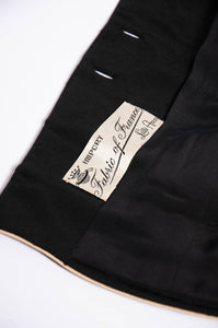 LILLI ANN DOCUMENTED 1953 BLACK RIPPLE WOOL "NEW LOOK" SKIRT SUIT
