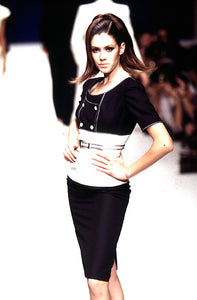 EMANUEL UNGARO SPRING 1996 RED AND WHITE HOUNDSTOOTH WOOL DRESS